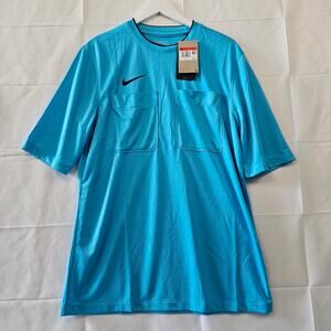Nike Soccer Jersey Dual Pocket Dri-fit Short Sleeve Shirt Blue Size Large